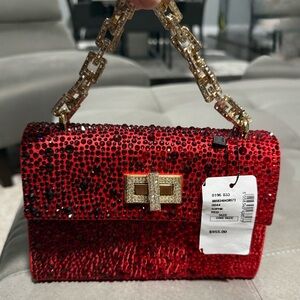 NWT, Gedebe Red Crystal Dress Bag